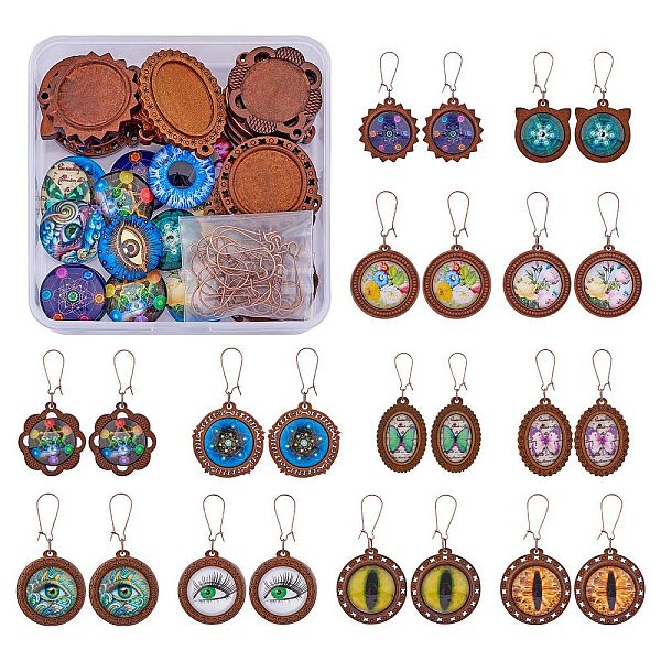 PandaHall DIY Geometry Wood Earring Making Kit, Including Wood Cabochons Settings, Eye & Butterfly & Star Glass Cabochons, Iron Hoop Earring..., Multicolor
PandaHall DIY Geometry Wood Earring Making Kit, Including Wood Cabochons Settings, Eye & Butterfly & Star Glass Cabochons, Iron Hoop Earring..., Multicolor