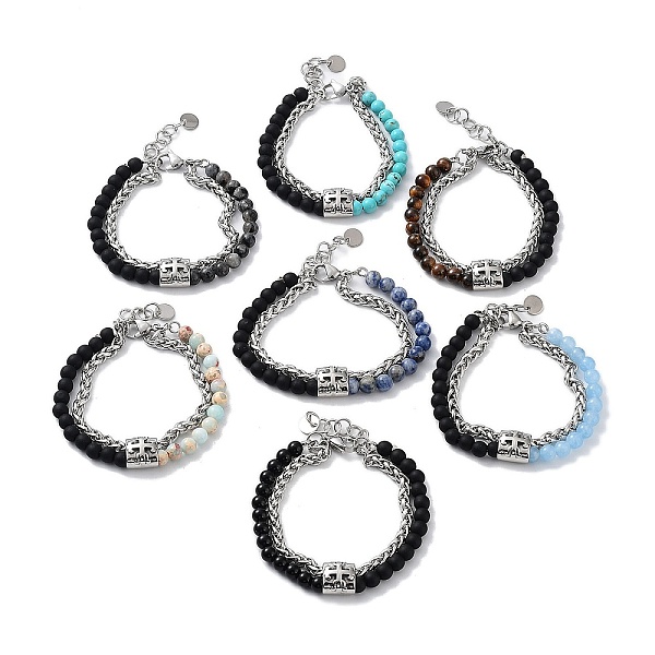 PandaHall 201 Stainless Steel Cross Chain Bracelets, Natural & Synthetic Mixed Gemstone Round Beaded Bracelets, 9-1/4 inch(23.4cm) Mixed...
PandaHall 201 Stainless Steel Cross Chain Bracelets, Natural & Synthetic Mixed Gemstone Round Beaded Bracelets, 9-1/4 inch(23.4cm) Mixed...