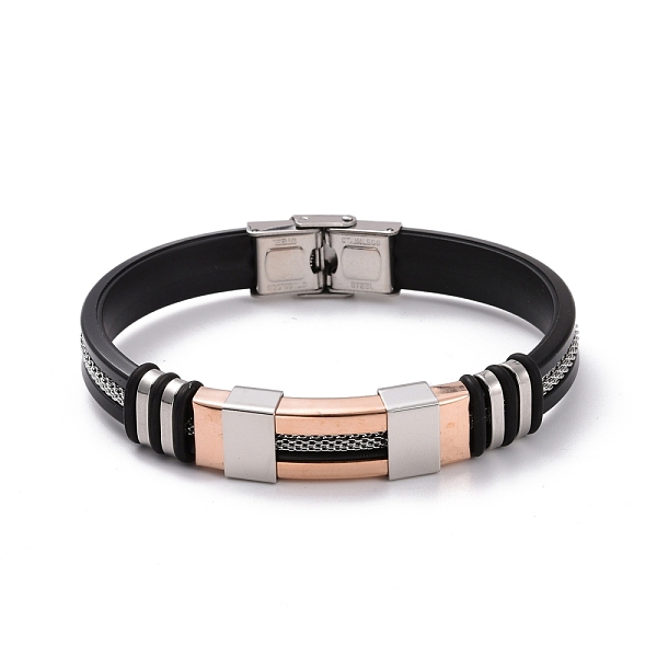 PandaHall Men's Silicone Cord Bracelet, Titanium Steel Curved Tube Beads Friendship Bracelet, Black, Rose Gold & Stainless Steel Color...
PandaHall Men's Silicone Cord Bracelet, Titanium Steel Curved Tube Beads Friendship Bracelet, Black, Rose Gold & Stainless Steel Color...