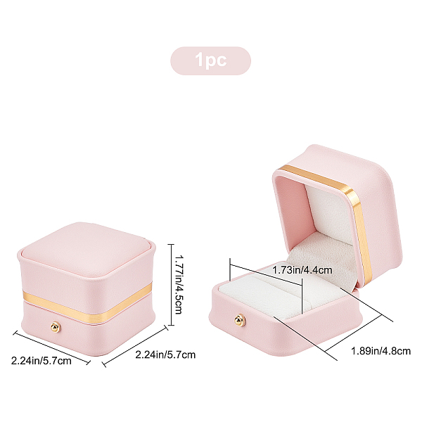 PandaHall GORGECRAFT Gorgeous Ring Box with Golden Border Square Leather Ring Gift Boxes with Velvet Inside for Engagement Proposal Wedding..., Pink
PandaHall GORGECRAFT Gorgeous Ring Box with Golden Border Square Leather Ring Gift Boxes with Velvet Inside for Engagement Proposal Wedding..., Pink