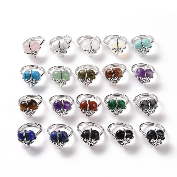 PandaHall Gemstone Heart with Bowknot Adjustable Ring, Brass Wire Wrap Jewelry for Women, Cadmium Free & Lead Free, Platinum, US Size 7...
PandaHall Gemstone Heart with Bowknot Adjustable Ring, Brass Wire Wrap Jewelry for Women, Cadmium Free & Lead Free, Platinum, US Size 7...