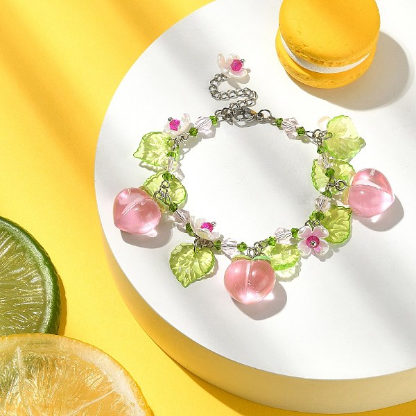 PandaHall Glass & Resin & Acrylic Flower Charm Bracelet, 304 Stainless Steel Jewelry, Peach, 7-1/4 inch(18.5cm) Resin Peach Pink
PandaHall Glass & Resin & Acrylic Flower Charm Bracelet, 304 Stainless Steel Jewelry, Peach, 7-1/4 inch(18.5cm) Resin Peach Pink
