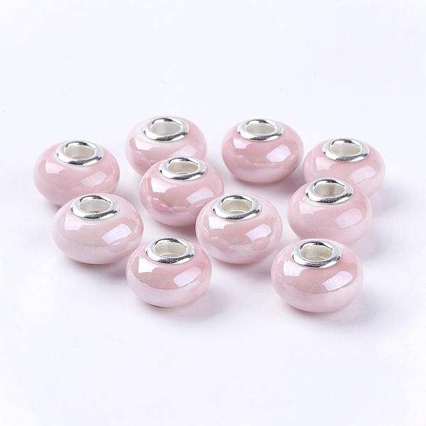 PandaHall Handmade Porcelain European Beads, with Silver Color Brass Double Cores, Rondelle, Pink, 15x10~11mm, Hole: 5mm Porcelain+Brass...
PandaHall Handmade Porcelain European Beads, with Silver Color Brass Double Cores, Rondelle, Pink, 15x10~11mm, Hole: 5mm Porcelain+Brass...