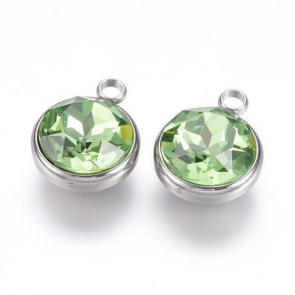 PandaHall Glass Rhinestone Charms, with 304 Stainless Steel Findings, Faceted, Flat Round, Stainless Steel Color, Peridot, 14x10x7mm, Hole..., Green
PandaHall Glass Rhinestone Charms, with 304 Stainless Steel Findings, Faceted, Flat Round, Stainless Steel Color, Peridot, 14x10x7mm, Hole..., Green