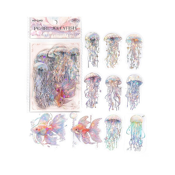 PandaHall 20 Sheets Ocean Material PET Sticker Pack from Mo Mo's Boundless Jellyfish Series, Colorful, 50~70mm, 20 sheets PET Jellyfish
PandaHall 20 Sheets Ocean Material PET Sticker Pack from Mo Mo's Boundless Jellyfish Series, Colorful, 50~70mm, 20 sheets PET Jellyfish