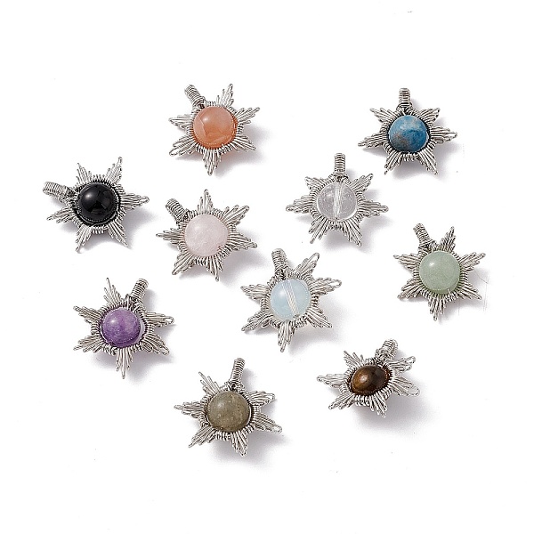 PandaHall Natural & Synthetic Mixed Gemstone Pendants, Sun Charms, with Rack Plating Platinum Tone Brass Findings, Cadmium Free & Lead Free...
PandaHall Natural & Synthetic Mixed Gemstone Pendants, Sun Charms, with Rack Plating Platinum Tone Brass Findings, Cadmium Free & Lead Free...