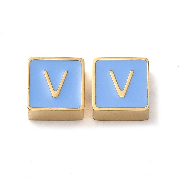 PandaHall 304 Stainless Steel Enamel Beads, Real 14K Gold Plated, Square with Letter, Letter V, 8x8x4mm, Hole: 2mm Stainless Steel+Enamel...
PandaHall 304 Stainless Steel Enamel Beads, Real 14K Gold Plated, Square with Letter, Letter V, 8x8x4mm, Hole: 2mm Stainless Steel+Enamel...