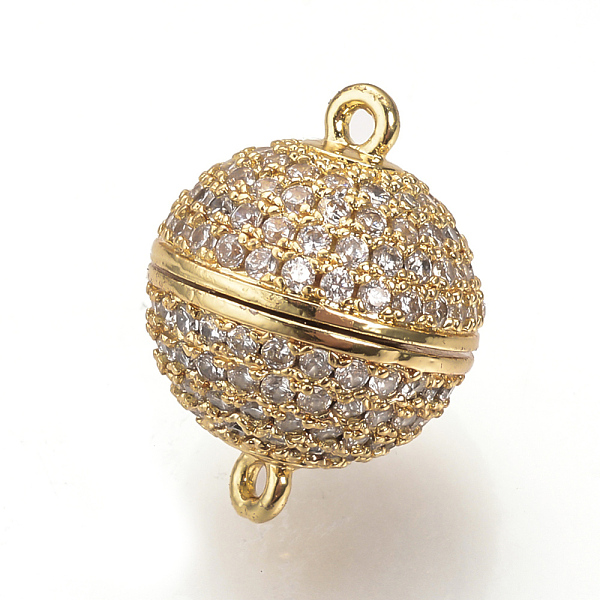 PandaHall Brass Micro Pave Cubic Zirconia Magnetic Clasps with Loops, Round, Golden, 14x10mm, Hole: 1mm Brass+Cubic Zirconia Round
PandaHall Brass Micro Pave Cubic Zirconia Magnetic Clasps with Loops, Round, Golden, 14x10mm, Hole: 1mm Brass+Cubic Zirconia Round