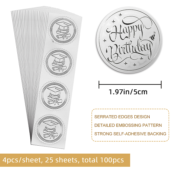 PandaHall CRASPIRE 100pcs Self Adhesive Silver Foil Embossed Stickers Medal Decoration Sticker, Happy Birthday Pattern Stickers...
PandaHall CRASPIRE 100pcs Self Adhesive Silver Foil Embossed Stickers Medal Decoration Sticker, Happy Birthday Pattern Stickers...