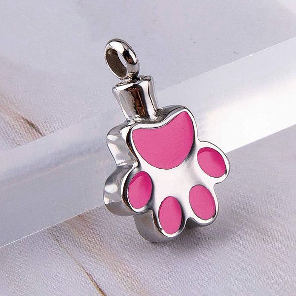 PandaHall Openable Stainless Steel Memorial Urn Ashes Pendants, with Enamel, Paw Print, Hot Pink, 26.5x16.5mm Stainless Steel Others
PandaHall Openable Stainless Steel Memorial Urn Ashes Pendants, with Enamel, Paw Print, Hot Pink, 26.5x16.5mm Stainless Steel Others