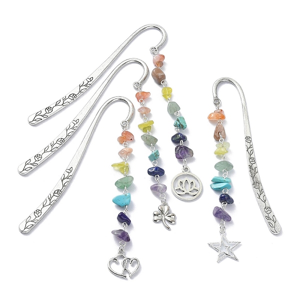 PandaHall 4Pcs 4 Style Shamrock Heart Star Alloy Pendant Bookmarks, Gemstone Chip Beaded Bookmarks, Flower Pattern Hook Bookmark, Antique...
PandaHall 4Pcs 4 Style Shamrock Heart Star Alloy Pendant Bookmarks, Gemstone Chip Beaded Bookmarks, Flower Pattern Hook Bookmark, Antique...