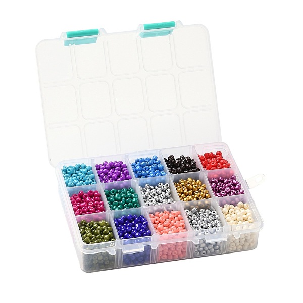 PandaHall 375G 15 Colors Baking Paint Glass Seed Beads, Round, Mixed Color, 6/0, 4~5x2.5~4.5mm, Hole: 1.2~1.5mm, 25g/color Glass Multicolor
PandaHall 375G 15 Colors Baking Paint Glass Seed Beads, Round, Mixed Color, 6/0, 4~5x2.5~4.5mm, Hole: 1.2~1.5mm, 25g/color Glass Multicolor