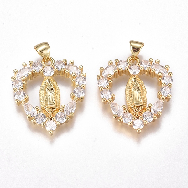 PandaHall Brass Micro Pave Cubic Zirconia Pendants, Long-Lasting Plated, Heart with Virgin Mary, Clear, Golden, 24.5x21.5x3.5mm, Hole: 5x4mm...
PandaHall Brass Micro Pave Cubic Zirconia Pendants, Long-Lasting Plated, Heart with Virgin Mary, Clear, Golden, 24.5x21.5x3.5mm, Hole: 5x4mm...