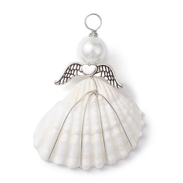 PandaHall Copper Wire Wrapped Shell Pendants, Angel Charms with Glass Pearl Beads & Alloy Wings, Antique Silver & Platinum, 43x32x11.5mm...
PandaHall Copper Wire Wrapped Shell Pendants, Angel Charms with Glass Pearl Beads & Alloy Wings, Antique Silver & Platinum, 43x32x11.5mm...