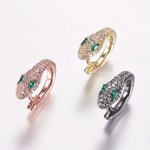 PandaHall Brass Micro Pave Cubic Zirconia Hoop Earrings, Snake, Mixed Color, 17x14x6mm, Pin: 1.2mm Cubic Zirconia Snake
PandaHall Brass Micro Pave Cubic Zirconia Hoop Earrings, Snake, Mixed Color, 17x14x6mm, Pin: 1.2mm Cubic Zirconia Snake