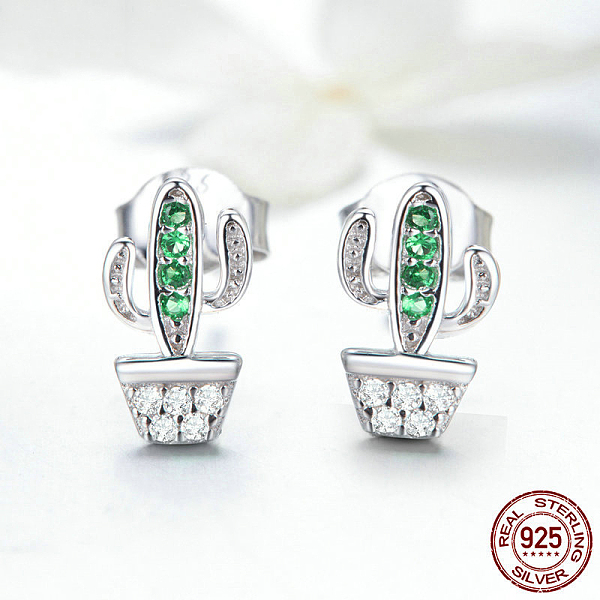PandaHall Rhodium Plated 925 Sterling Silver Cubic Zirconia Stud Earrings, with 925 Stamp, Cactus, Real Platinum Plated, 10x6mm Sterling..., Green
PandaHall Rhodium Plated 925 Sterling Silver Cubic Zirconia Stud Earrings, with 925 Stamp, Cactus, Real Platinum Plated, 10x6mm Sterling..., Green