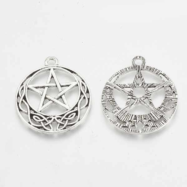 PandaHall Tibetan Style Alloy Pentacle Pendants, Wicca Pendants, Flat Round with Pentagram Star, Antique Silver, 30.5x26x1.5mm, Hole: 2mm...
PandaHall Tibetan Style Alloy Pentacle Pendants, Wicca Pendants, Flat Round with Pentagram Star, Antique Silver, 30.5x26x1.5mm, Hole: 2mm...