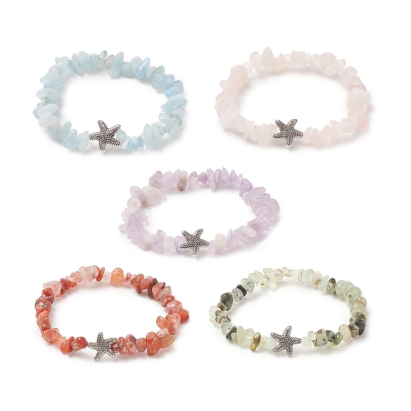 PandaHall Natural Mixed Gemstone Chips & Alloy Starfish Beaded Stretch Bracelet for Women, Inner Diameter: 2 inch(5.1cm) Mixed Stone
PandaHall Natural Mixed Gemstone Chips & Alloy Starfish Beaded Stretch Bracelet for Women, Inner Diameter: 2 inch(5.1cm) Mixed Stone