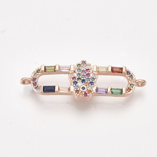 PandaHall Brass Micro Pave Cubic Zirconia Links, Oval with Hamsa Hand/Hand of Fatima /Hand of Miriam, Colorful, Rose Gold, 10x31x3mm, Hole...
PandaHall Brass Micro Pave Cubic Zirconia Links, Oval with Hamsa Hand/Hand of Fatima /Hand of Miriam, Colorful, Rose Gold, 10x31x3mm, Hole...