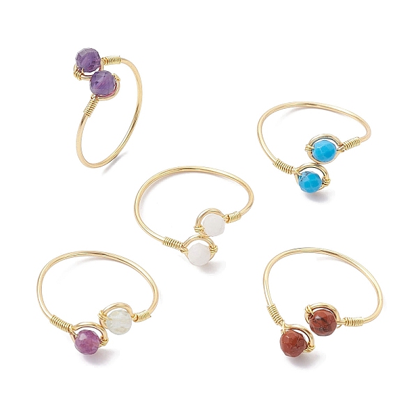 PandaHall Copper Wire Wrapped Natural & Synthetic Gemstone Open Ring, Cuff Finger Ring for Women, Golden, 1~11mm, Inner Diameter: 19mm Mixed...
PandaHall Copper Wire Wrapped Natural & Synthetic Gemstone Open Ring, Cuff Finger Ring for Women, Golden, 1~11mm, Inner Diameter: 19mm Mixed...