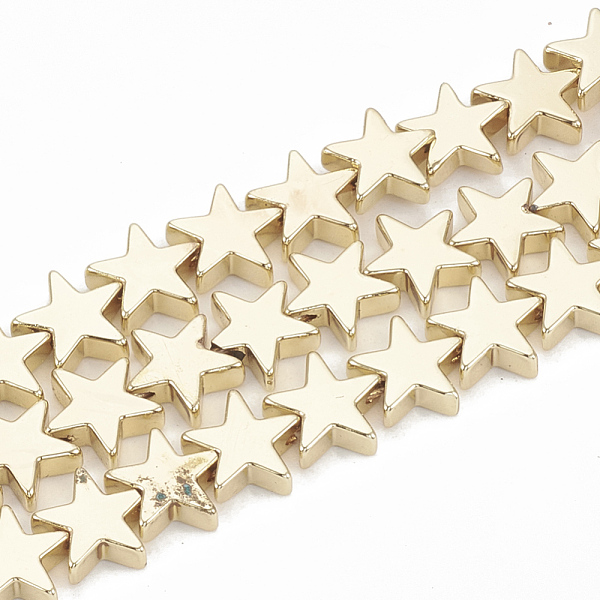 PandaHall Electroplate Non-magnetic Synthetic Hematite Beads Strands, Star, Light Gold Plated, 8x8x2.5mm, Hole: 1mm, about 63pcs/strand...
PandaHall Electroplate Non-magnetic Synthetic Hematite Beads Strands, Star, Light Gold Plated, 8x8x2.5mm, Hole: 1mm, about 63pcs/strand...
