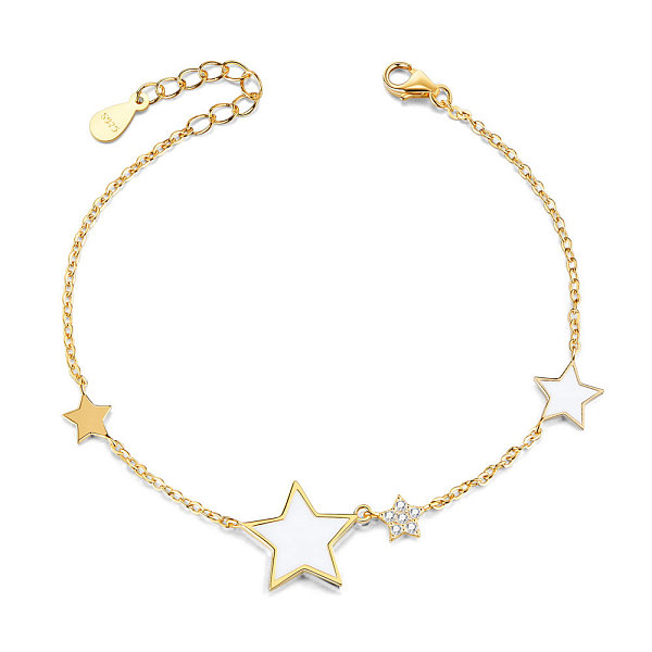 PandaHall SHEGRACE 925 Sterling Silver Link Bracelets, with White Enamel and Cubic Zirconia, Star, Golden, 6-1/4 inch(160mm) Sterling Silver
PandaHall SHEGRACE 925 Sterling Silver Link Bracelets, with White Enamel and Cubic Zirconia, Star, Golden, 6-1/4 inch(160mm) Sterling Silver