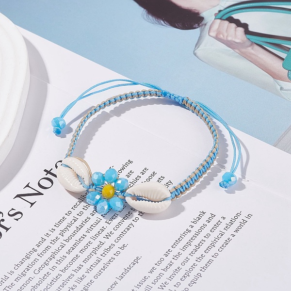 PandaHall Natural Cowrie Shell & Glass Braided Bead Bracelet, Flower Bracelet for Women, Deep Sky Blue, Inner Diameter: 2-1/4~3-3/8 inch...
PandaHall Natural Cowrie Shell & Glass Braided Bead Bracelet, Flower Bracelet for Women, Deep Sky Blue, Inner Diameter: 2-1/4~3-3/8 inch...