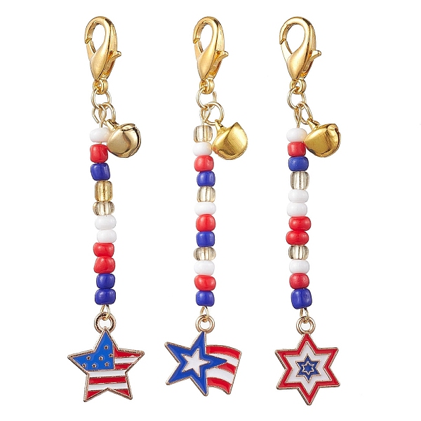 PandaHall 3Pcs Independence Day Alloy Enamel Pendant Decorations, with Glass Beads and Zinc Alloy Lobster Claw Clasps, American Flag, Red...
PandaHall 3Pcs Independence Day Alloy Enamel Pendant Decorations, with Glass Beads and Zinc Alloy Lobster Claw Clasps, American Flag, Red...