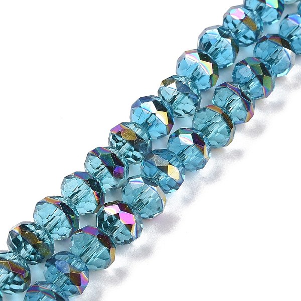 PandaHall Transparent Electroplate Glass Beads Strands, Faceted, Rondelle, Half Rainbow Plated, Deep Sky Blue, 7.5~8x6.5~7mm, Hole: 1.4mm...
PandaHall Transparent Electroplate Glass Beads Strands, Faceted, Rondelle, Half Rainbow Plated, Deep Sky Blue, 7.5~8x6.5~7mm, Hole: 1.4mm...