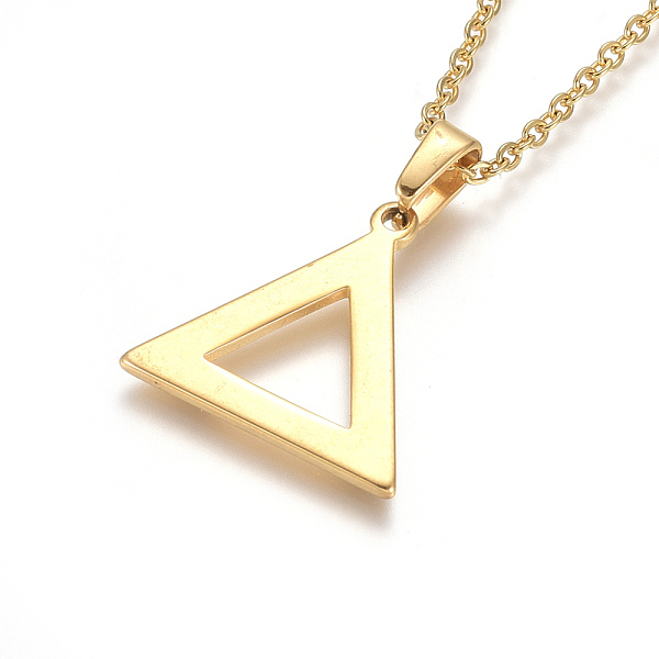 PandaHall 304 Stainless Steel Pendant Necklaces, with Cable Chains and Lobster Claw Clasps, Triangle, Golden, 17.6 inch(44.8cm), 1.5mm 304...
PandaHall 304 Stainless Steel Pendant Necklaces, with Cable Chains and Lobster Claw Clasps, Triangle, Golden, 17.6 inch(44.8cm), 1.5mm 304...