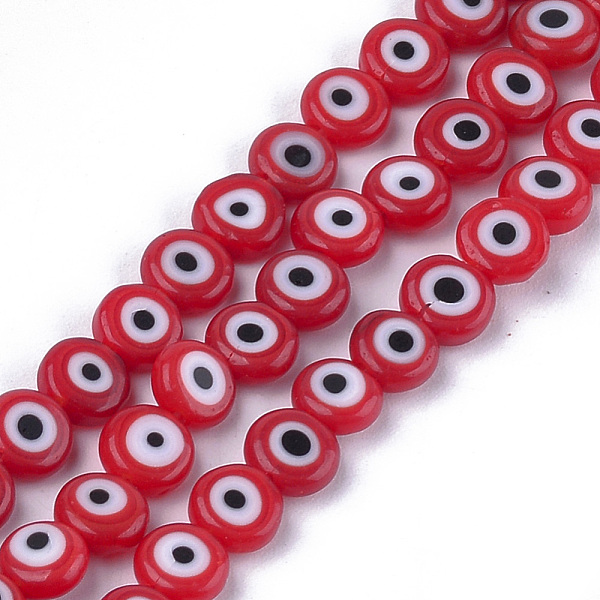 PandaHall Handmade Evil Eye Lampwork Beads Strands, Flat Round, Red, 6x2.5mm, Hole: 1mm, about 64~65pcs/strand, 14.1 inch~14.5 inch Lampwork...
PandaHall Handmade Evil Eye Lampwork Beads Strands, Flat Round, Red, 6x2.5mm, Hole: 1mm, about 64~65pcs/strand, 14.1 inch~14.5 inch Lampwork...