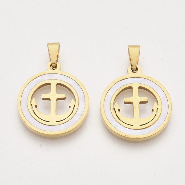 PandaHall 201 Stainless Steel Pendants, with Shell and Random Size Snap on Bails, Flat Round with Anchor, Golden, 23x20x2mm, Hole...
PandaHall 201 Stainless Steel Pendants, with Shell and Random Size Snap on Bails, Flat Round with Anchor, Golden, 23x20x2mm, Hole...