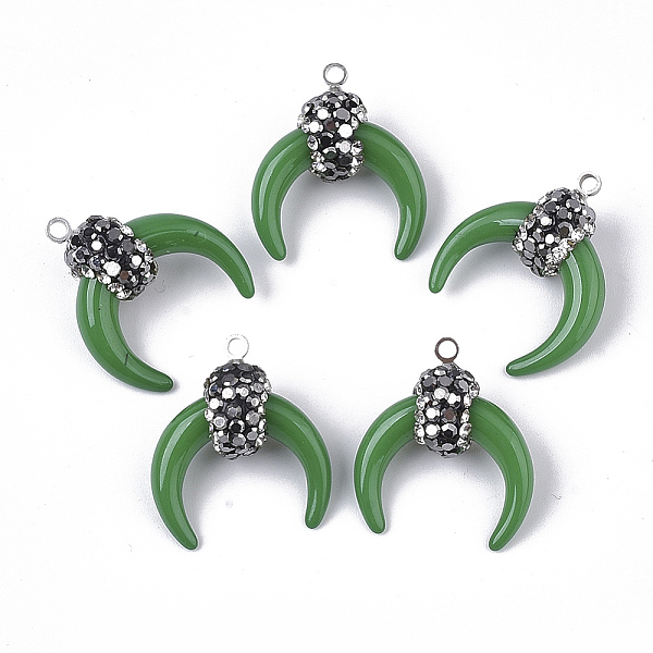 PandaHall Resin Pendants, with Alloy Loop and Polymer Clay Rhinestone, Crescent/Double Horn, Platinum, Green, PP13(1.9~2mm)...
PandaHall Resin Pendants, with Alloy Loop and Polymer Clay Rhinestone, Crescent/Double Horn, Platinum, Green, PP13(1.9~2mm)...