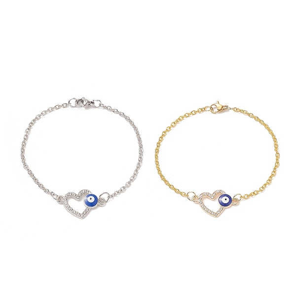 PandaHall 2Pcs 2 Color Crystal Rhinestone Heart with Evil Eye Link Bracelets Set, Alloy Jewelry for Women, Platinum & Golden, 7-5/8 inch...
PandaHall 2Pcs 2 Color Crystal Rhinestone Heart with Evil Eye Link Bracelets Set, Alloy Jewelry for Women, Platinum & Golden, 7-5/8 inch...