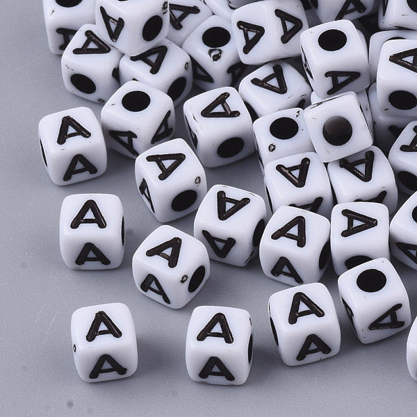 PandaHall White Opaque Acrylic Beads, Horizontal Hole, Cube with Black Alphabet, Letter.A, 4~5x4~5x4~5mm, Hole: 1.8mm, about...
PandaHall White Opaque Acrylic Beads, Horizontal Hole, Cube with Black Alphabet, Letter.A, 4~5x4~5x4~5mm, Hole: 1.8mm, about...