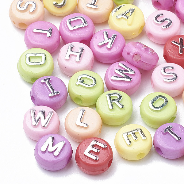PandaHall Opaque Acrylic Beads, Metal Enlaced, Horizontal Hole, Flat Round, Mixed Letters, Mixed Color, 9.5~10x6mm, Hole: 2mm Acrylic Flat..., Multicolor
PandaHall Opaque Acrylic Beads, Metal Enlaced, Horizontal Hole, Flat Round, Mixed Letters, Mixed Color, 9.5~10x6mm, Hole: 2mm Acrylic Flat..., Multicolor