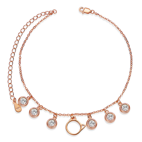 PandaHall SHEGRACE 925 Sterling Silver Kitten Charm Anklets, with Grade AAA Cubic Zirconia, Cat Head Shape, Rose Gold, 8-1/4 inch(21cm), Cat..., Clear
PandaHall SHEGRACE 925 Sterling Silver Kitten Charm Anklets, with Grade AAA Cubic Zirconia, Cat Head Shape, Rose Gold, 8-1/4 inch(21cm), Cat..., Clear