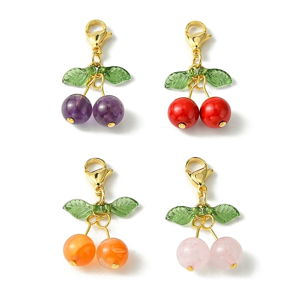 PandaHall Cherry Natural Gemstone Pendant Decorations, with 304 Stainless Steel Lobster Claw Clasps, 33mm, 4pcs/set Mixed Stone Cherry..., Multicolor
PandaHall Cherry Natural Gemstone Pendant Decorations, with 304 Stainless Steel Lobster Claw Clasps, 33mm, 4pcs/set Mixed Stone Cherry..., Multicolor