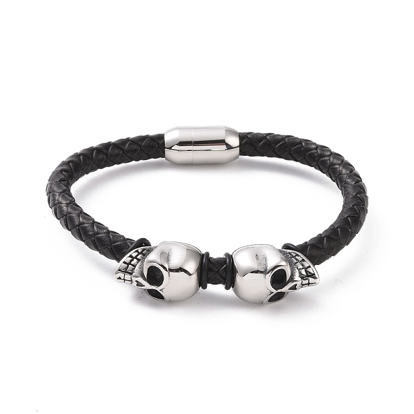 PandaHall 304 Stainless Steel Skull Beaded Bracelet with Magnetic Clasps, Black Leather Braided Cord Punk Wristband for Men Women, Stainless...
PandaHall 304 Stainless Steel Skull Beaded Bracelet with Magnetic Clasps, Black Leather Braided Cord Punk Wristband for Men Women, Stainless...