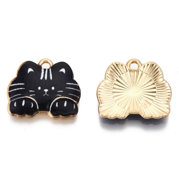 PandaHall Rack Plating Printed Alloy Pendants, Cadmium Free & Nickel Free & Lead Free, Light Gold, Cat, Black, 16x18.5x2.5mm, Hole: 1.6mm...
PandaHall Rack Plating Printed Alloy Pendants, Cadmium Free & Nickel Free & Lead Free, Light Gold, Cat, Black, 16x18.5x2.5mm, Hole: 1.6mm...