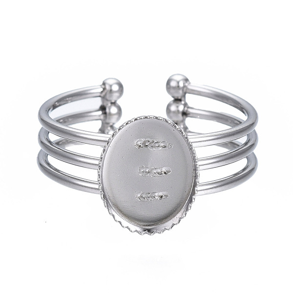 PandaHall 304 Stainless Steel Open Cuff Finger Ring Cabochon Settings, Oval, Stainless Steel Color, US Size 8 3/4(18.7mm), Tray: 8.2x10.2mm...
PandaHall 304 Stainless Steel Open Cuff Finger Ring Cabochon Settings, Oval, Stainless Steel Color, US Size 8 3/4(18.7mm), Tray: 8.2x10.2mm...