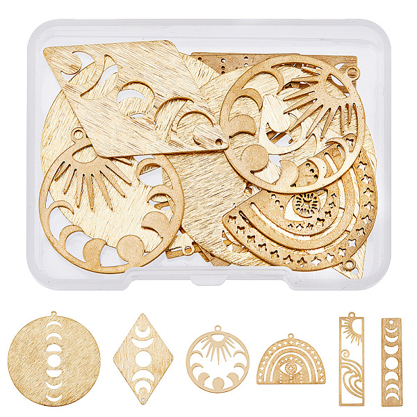 PandaHall SUPERFINDINGS 12Pcs 6 Style Brass Pendants, Phase of the Moon & Flat Round with Moon & Half Round with Star, Mixed Color...
PandaHall SUPERFINDINGS 12Pcs 6 Style Brass Pendants, Phase of the Moon & Flat Round with Moon & Half Round with Star, Mixed Color...