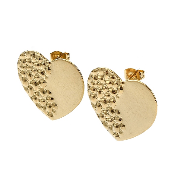PandaHall Ion Plating(IP) 201 Stainless Steel Stud Earrings, with 304 Stainless Steel Pins, Textured Heart, Real 18K Gold Plated, 22x23mm...
PandaHall Ion Plating(IP) 201 Stainless Steel Stud Earrings, with 304 Stainless Steel Pins, Textured Heart, Real 18K Gold Plated, 22x23mm...