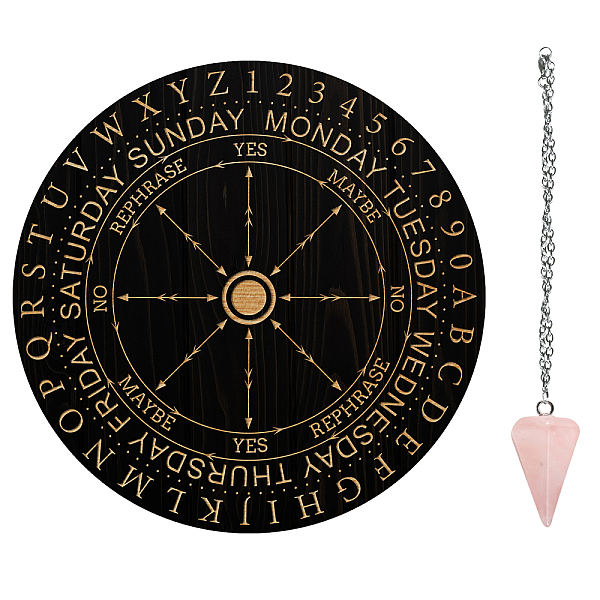 PandaHall AHANDMAKER 7.8" Witch Pendulum Board, Wooden Dowsing Planchette with Rose Quartz Crystal Dowsing Pendulums Witchcraft Divination...
PandaHall AHANDMAKER 7.8" Witch Pendulum Board, Wooden Dowsing Planchette with Rose Quartz Crystal Dowsing Pendulums Witchcraft Divination...