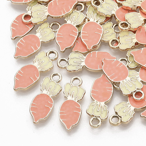PandaHall Alloy Enamel Pendants, Light Gold, Carrot/Radish, Coral, 21x8x2mm, Hole: 2mm Alloy+Enamel Vegetables Red
PandaHall Alloy Enamel Pendants, Light Gold, Carrot/Radish, Coral, 21x8x2mm, Hole: 2mm Alloy+Enamel Vegetables Red