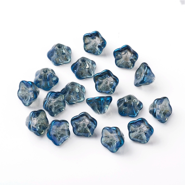 PandaHall Electroplate Glass Beads, Trumpet Flower, Prussian Blue, 8.5x8x5.5mm, Hole: 1mm Glass Flower Blue
PandaHall Electroplate Glass Beads, Trumpet Flower, Prussian Blue, 8.5x8x5.5mm, Hole: 1mm Glass Flower Blue