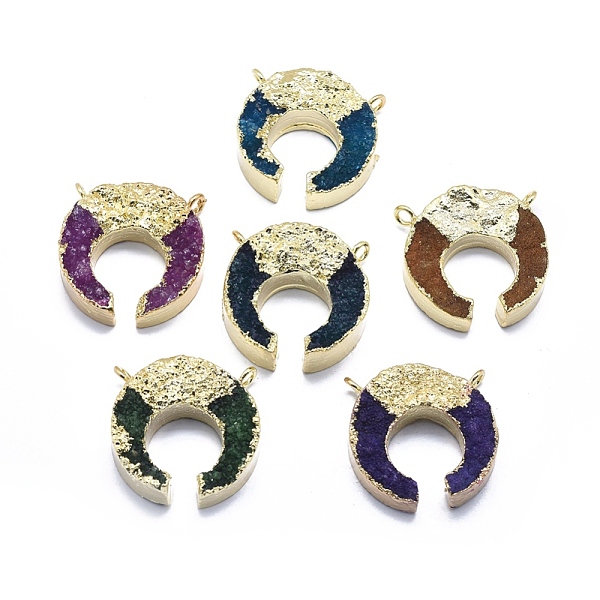 PandaHall Natural Druzy Agate Pendants, Edge Golden Plated, with Golden Tone Brass Finding, Double Horn/Crescent Moon, Dyed & Heated, Mixed..., Multicolor
PandaHall Natural Druzy Agate Pendants, Edge Golden Plated, with Golden Tone Brass Finding, Double Horn/Crescent Moon, Dyed & Heated, Mixed..., Multicolor