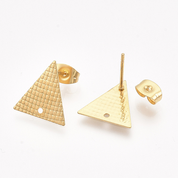 PandaHall 304 Stainless Steel Stud Earring Findings, with Ear Nuts/Earring Backs, Triangle, Golden, 13.5x13mm, Hole: 1mm, Pin: 0.7mm 304...
PandaHall 304 Stainless Steel Stud Earring Findings, with Ear Nuts/Earring Backs, Triangle, Golden, 13.5x13mm, Hole: 1mm, Pin: 0.7mm 304...