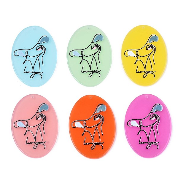 PandaHall Translucent Cellulose Acetate(Resin) Pendants, 3D Printed, Oval with Woman, Word with Loveyou, Mixed Color, 44.5x31.5x2.5mm, Hole..., Multicolor
PandaHall Translucent Cellulose Acetate(Resin) Pendants, 3D Printed, Oval with Woman, Word with Loveyou, Mixed Color, 44.5x31.5x2.5mm, Hole..., Multicolor