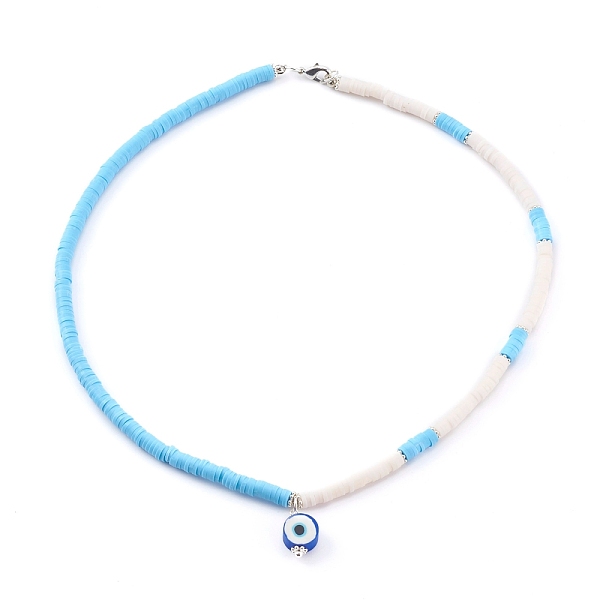 PandaHall Polymer Clay Evil Eye Pendant Necklaces, Heishi Beads, with Brass Lobster Claw Clasps, Silver Color Plated, Light Sky Blue, 16.54...
PandaHall Polymer Clay Evil Eye Pendant Necklaces, Heishi Beads, with Brass Lobster Claw Clasps, Silver Color Plated, Light Sky Blue, 16.54...